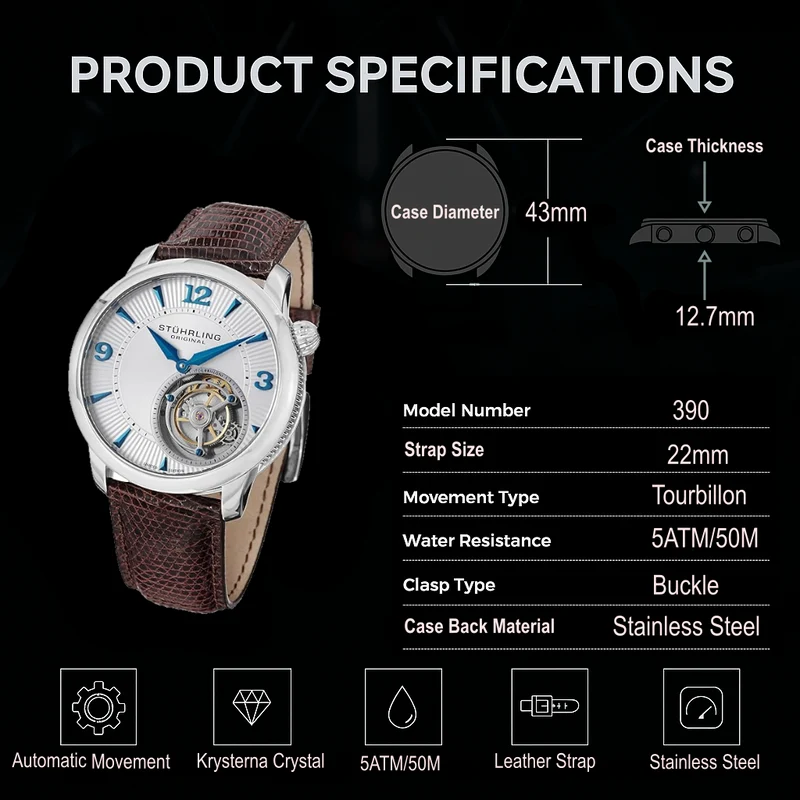 Stührling Eclispe 390 43mm Limited Edition Tourbillon