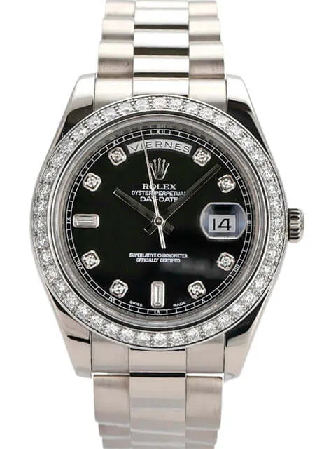 Rolex Day-Date II 218239 Weißgold Schwarz Diamant
