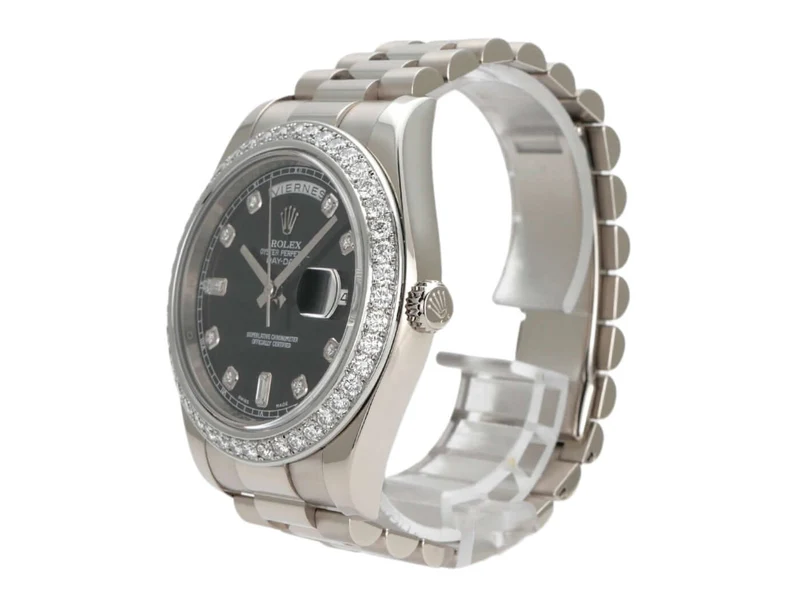 Rolex Day-Date II 218239 Weißgold Schwarz Diamant