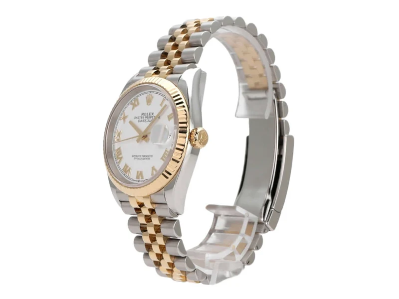 Rolex Datejust 36 Edelstahl Gelbgold 126233 Weiß Römisch Jubile-Band