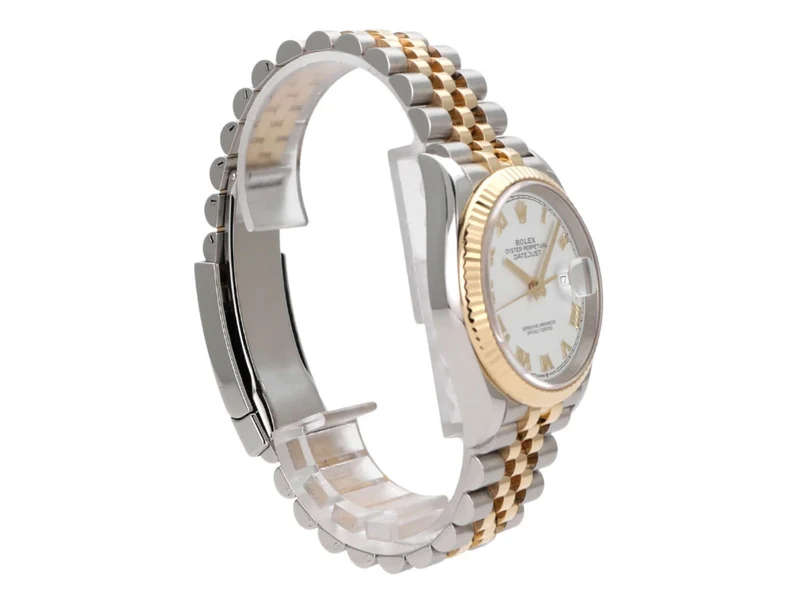 Rolex Datejust 36 Edelstahl Gelbgold 126233 Weiß Römisch Jubile-Band