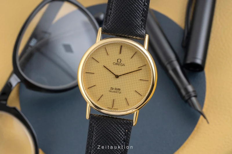 Omega De Ville gilt / steel quartz men's watch 191.0092 Vintage [2603882]