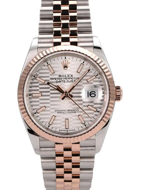 Rolex Datejust 36 Oystersteel Everose-Gold 126231 Silber Riffelmuster Jubile-Band