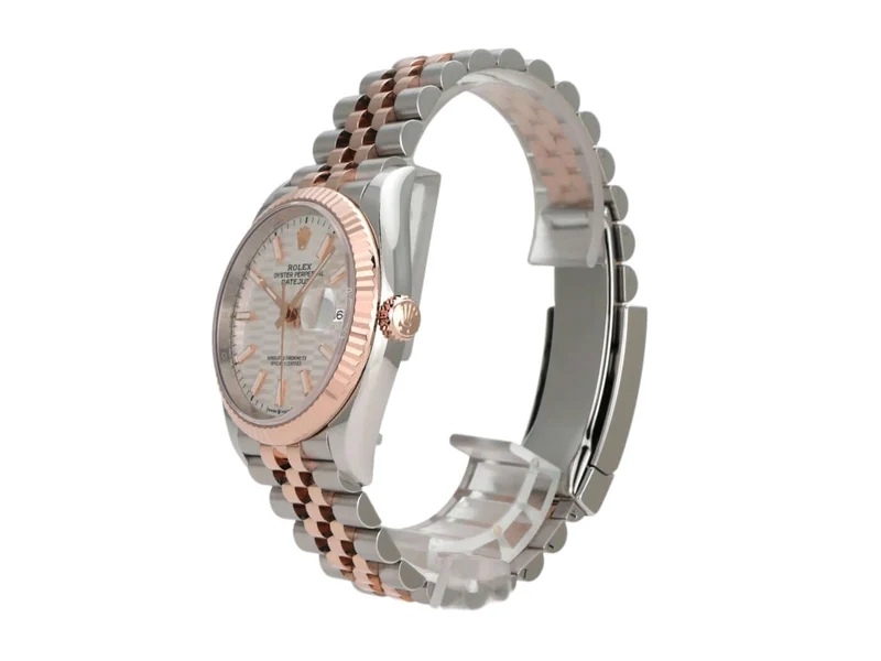 Rolex Datejust 36 Oystersteel Everose-Gold 126231 Silber Riffelmuster Jubile-Band