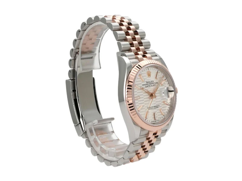 Rolex Datejust 36 Oystersteel Everose-Gold 126231 Silber Riffelmuster Jubile-Band
