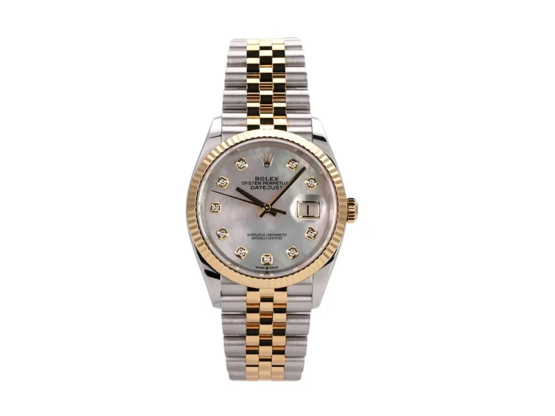 Rolex Datejust 36 Oystersteel Gelbgold 126233 Perlmutt Diamant Jubile-Band