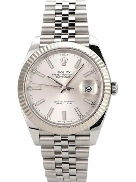 Rolex Datejust 41 Edelstahl Weißgold 126334 Silber Jubile-Band
