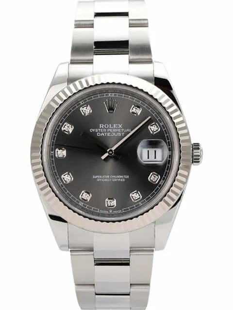 Rolex Datejust 41 Edelstahl Weißgold 126334 Rhodium Diamant