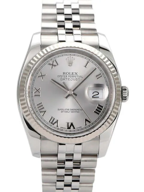 Rolex Datejust 36 Oystersteel 116234 Silber Römisch Jubile-Band