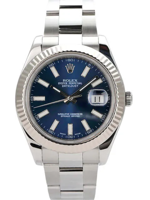 Rolex Datejust II 41 Edelstahl Weißgold 116334 Blau