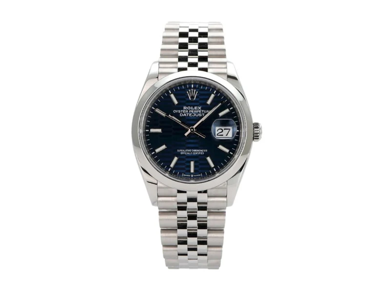 Rolex Datejust 36 Oystersteel 126200 Blau Riffelmuster Jubile-Band