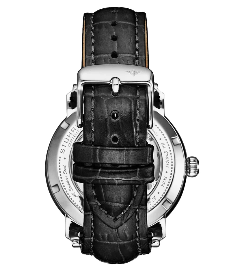 Stührling Celestial Timekeeper 1017 Dual Time Automatic 44mm Skeleton Watch