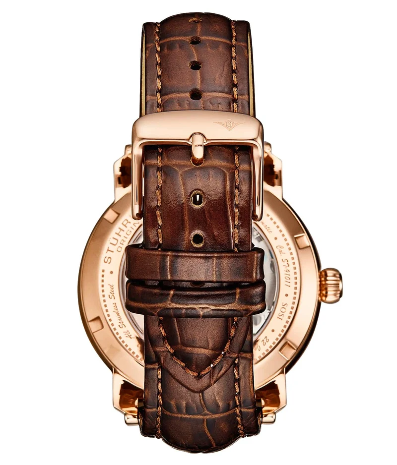 Stührling Celestial Timekeeper 1017 Dual Time Automatic 44mm Skeleton Watch