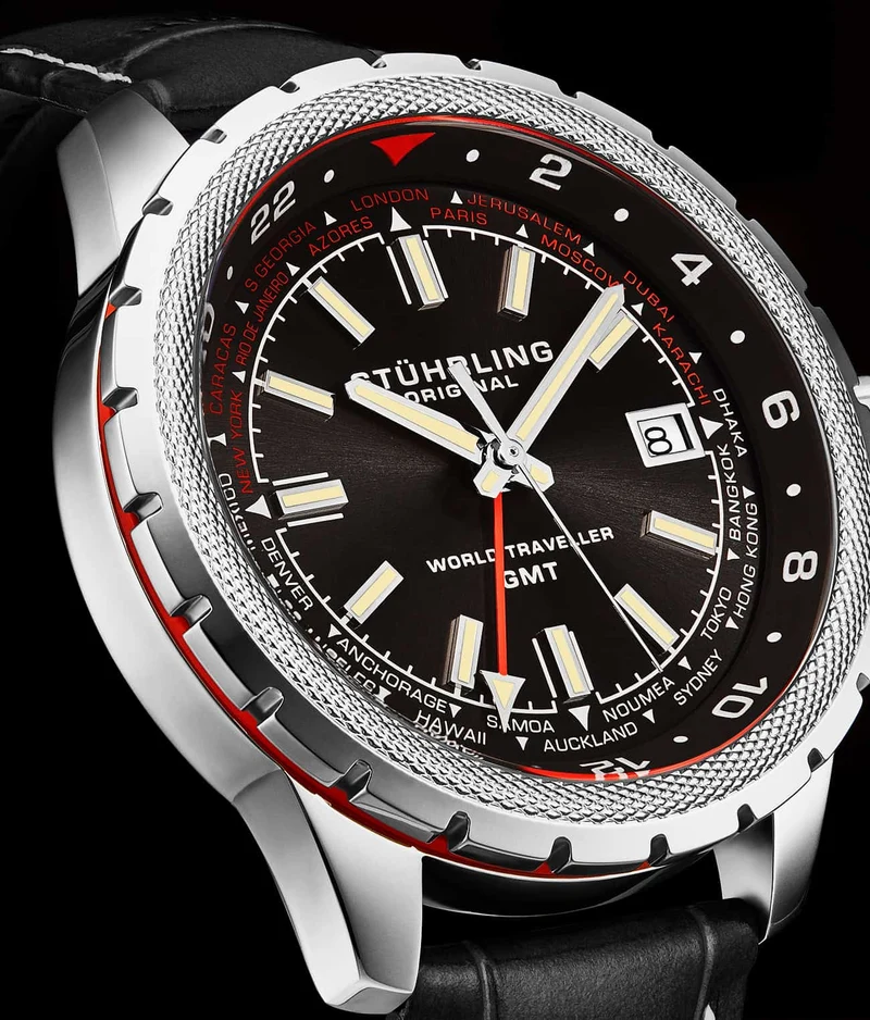 Stührling Global Voyager 1014 GMT 42mm World Timer Watch