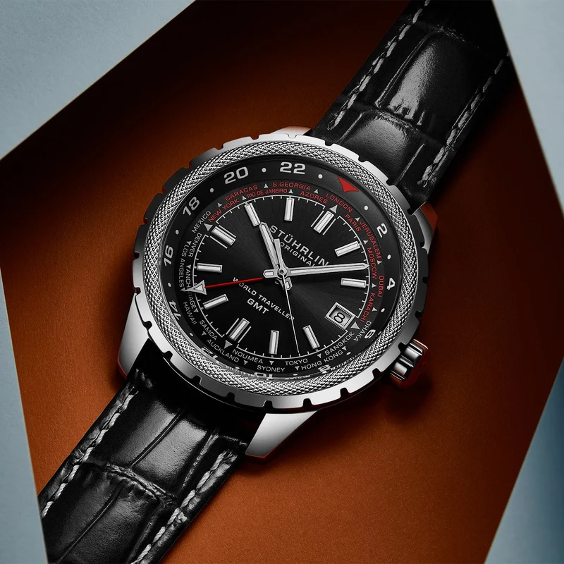Stührling Global Voyager 1014 GMT 42mm World Timer Watch