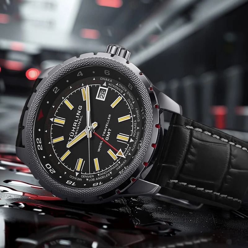 Stührling Global Voyager 1014 GMT 42mm World Timer Watch
