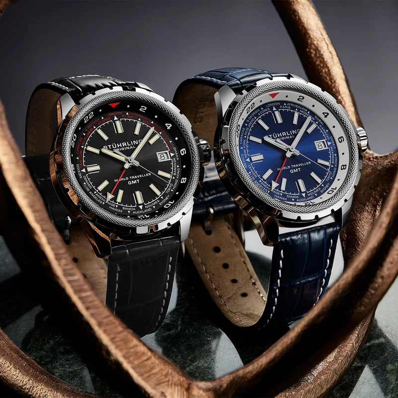 Stührling Global Voyager 1014 GMT 42mm World Timer Watch