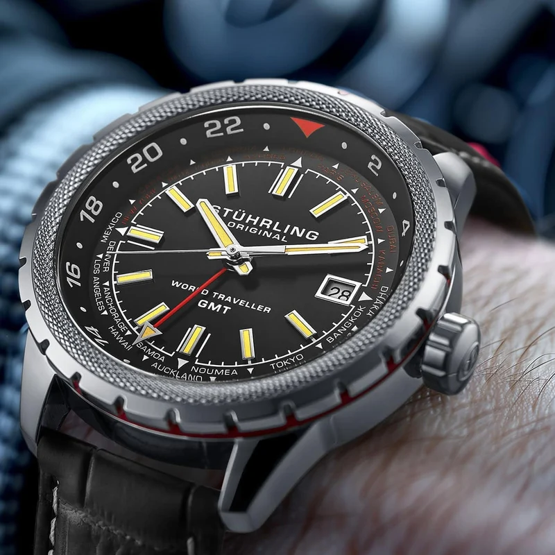 Stührling Global Voyager 1014 GMT 42mm World Timer Watch