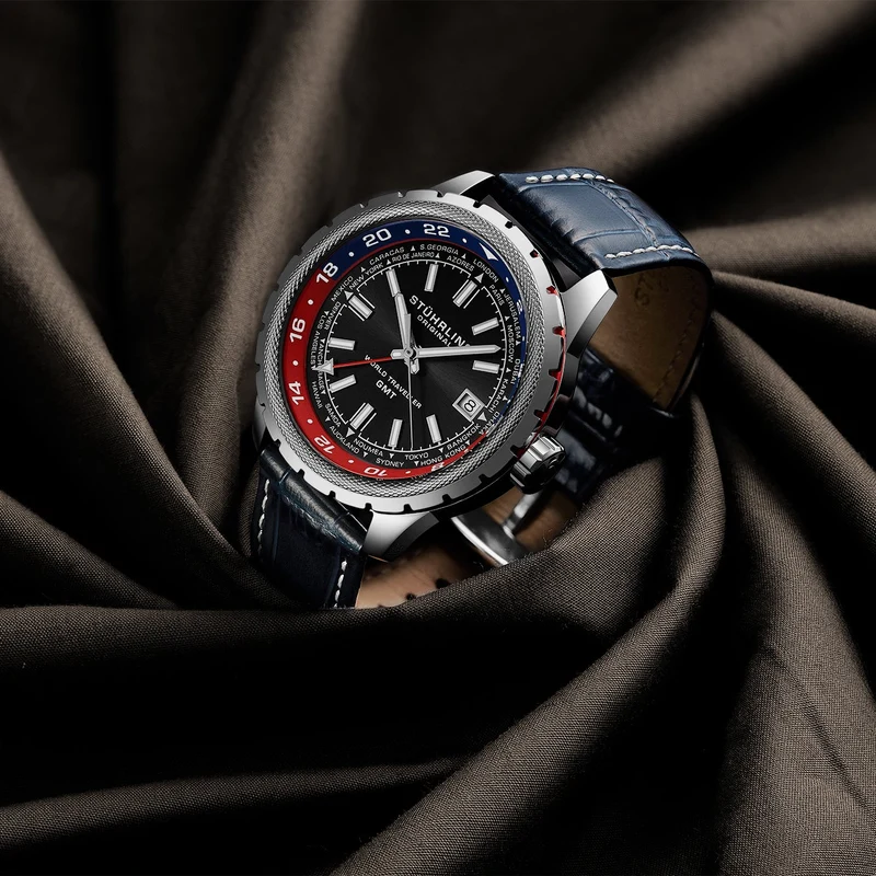 Stührling Global Voyager 1014 GMT 42mm World Timer Watch