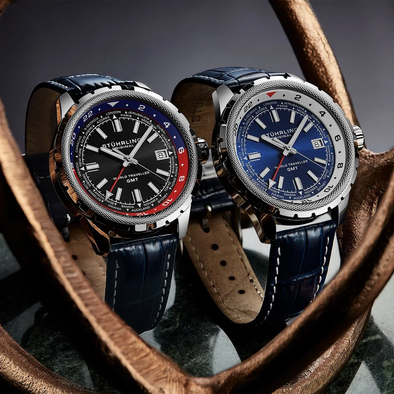 Stührling Global Voyager 1014 GMT 42mm World Timer Watch