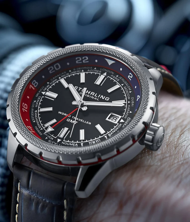Stührling Global Voyager 1014 GMT 42mm World Timer Watch