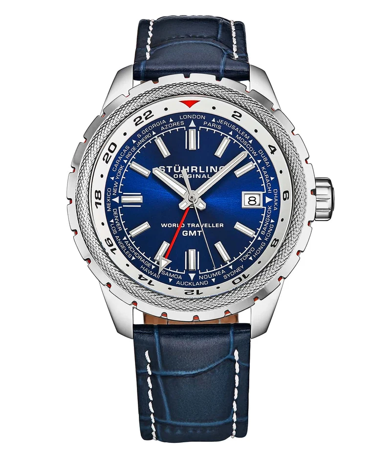 Stührling Global Voyager 1014 GMT 42mm World Timer Watch