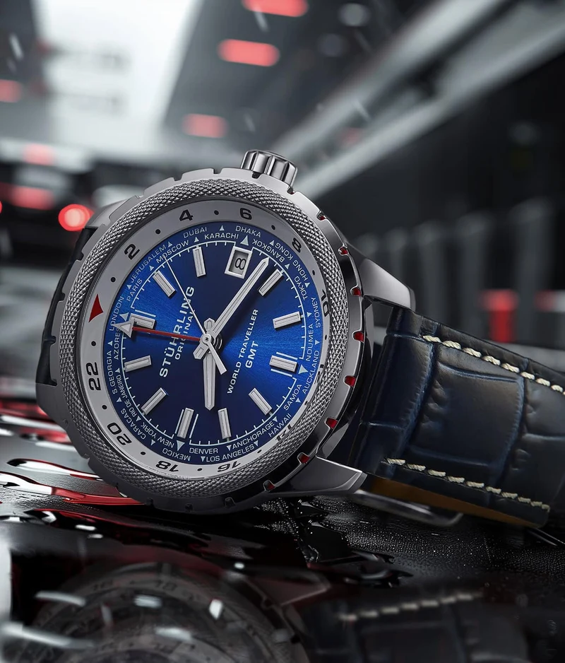 Stührling Global Voyager 1014 GMT 42mm World Timer Watch