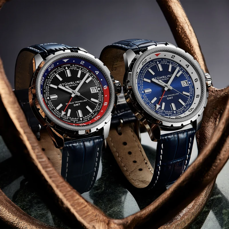 Stührling Global Voyager 1014 GMT 42mm World Timer Watch