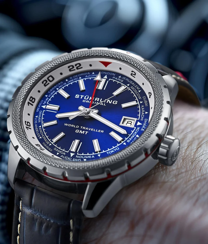 Stührling Global Voyager 1014 GMT 42mm World Timer Watch