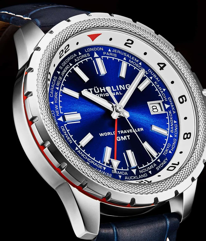 Stührling Global Voyager 1014 GMT 42mm World Timer Watch