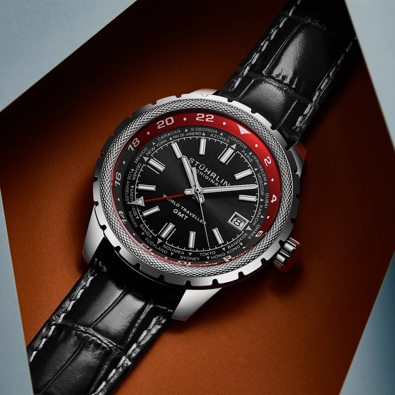 Stührling Global Voyager 1014 GMT 42mm World Timer Watch