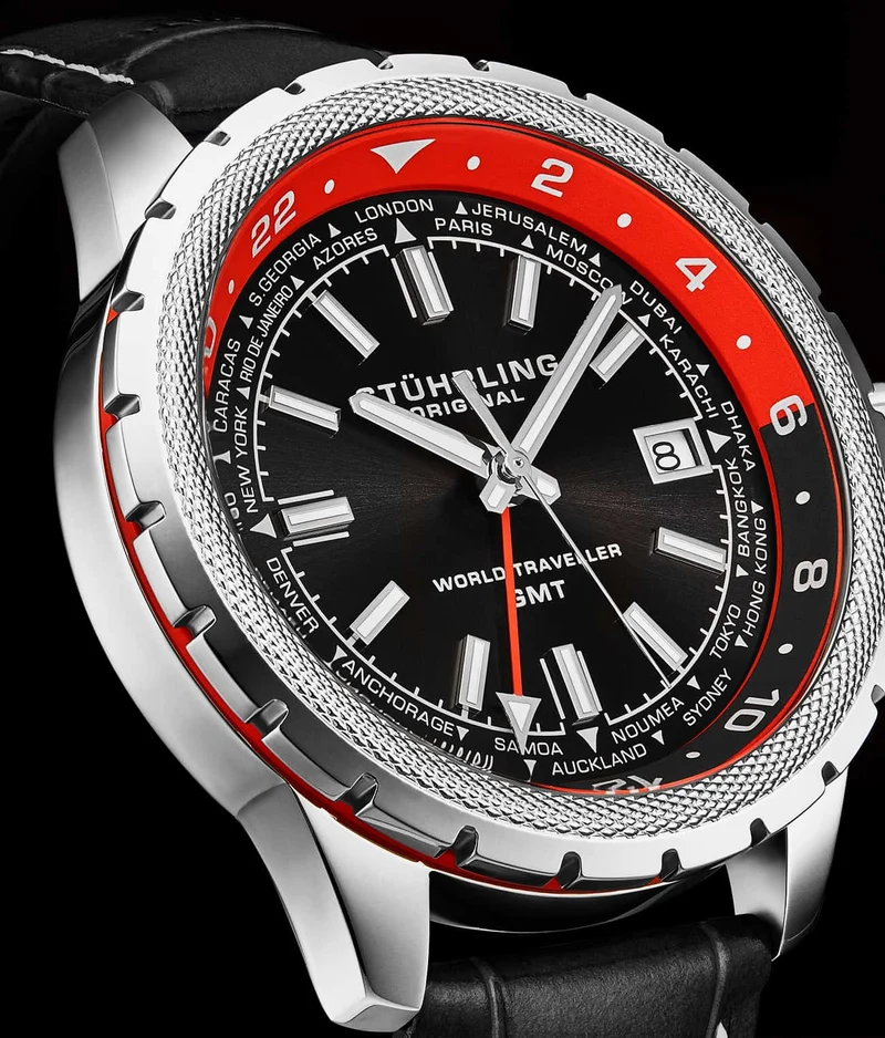 Stührling Global Voyager 1014 GMT 42mm World Timer Watch