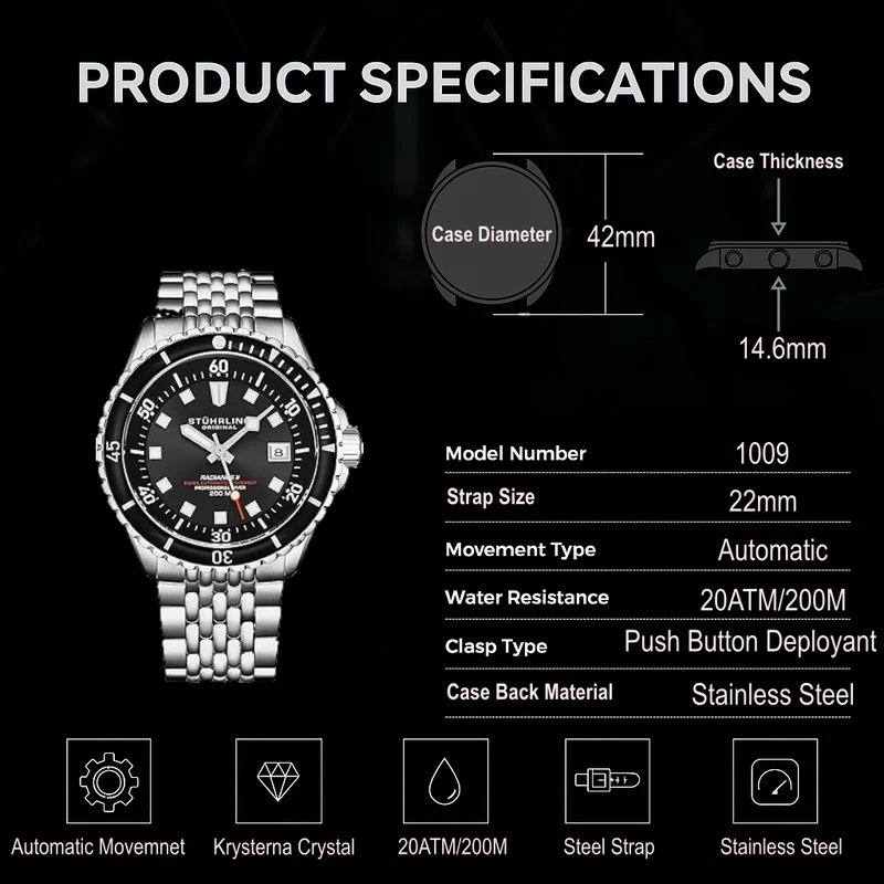Stührling Swiss Automatic Radiance 1009 42mm Diver
