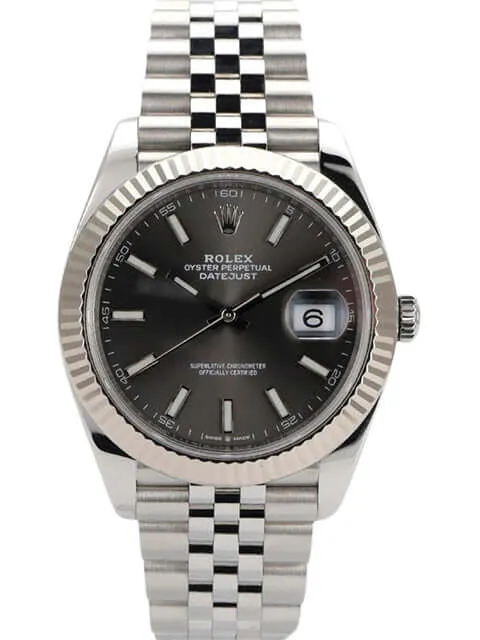 Rolex Datejust 41 Edelstahl Weißgold 126334 Rhodium Jubile-Band