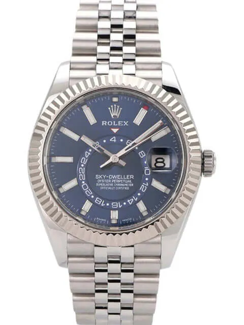 Rolex Sky-Dweller 326934 Edelstahl Weißgold Blau Jubile-Band