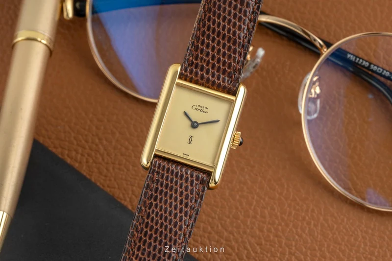 Cartier Tank silver-gilt manual winding women's watch [2603162]