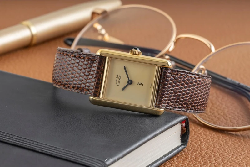 Cartier Tank silver-gilt manual winding women's watch [2603162]