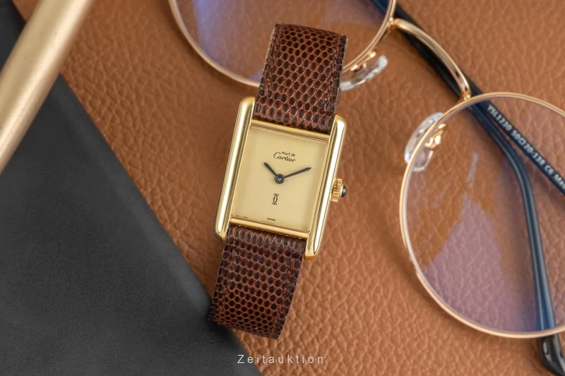 Cartier Tank silver-gilt manual winding women's watch [2603162]