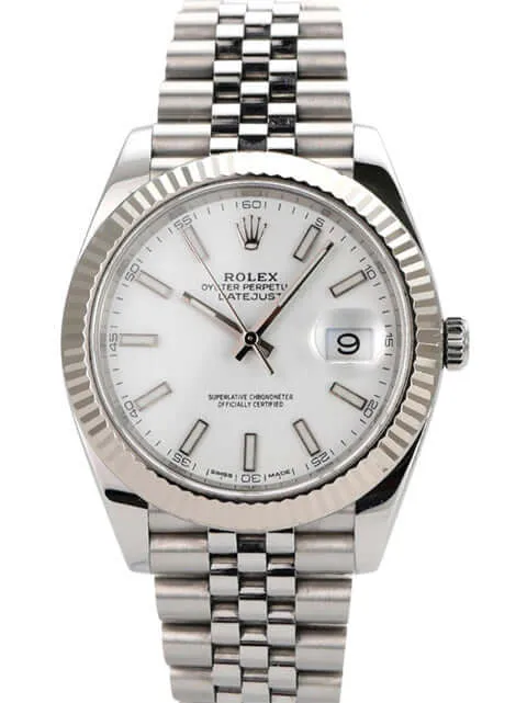 Rolex Datejust 41 Edelstahl Weißgold 126334 Weiß Jubile-Band