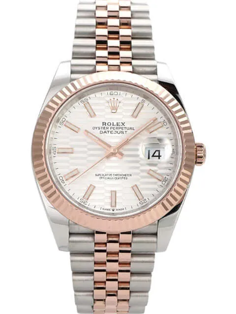 Rolex Datejust 41 Edelstahl Everose-Gold 126331 Silber Riffel Jubile