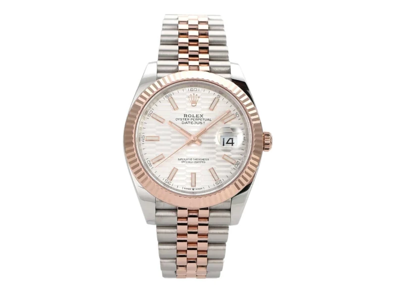 Rolex Datejust 41 Edelstahl Everose-Gold 126331 Silber Riffel Jubile