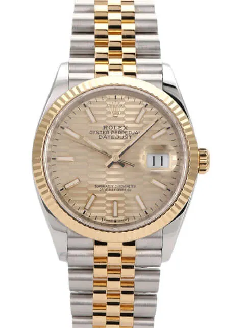 Rolex Datejust 36 Oystersteel Gelbgold 126233 Golden Riffel Jubile-Band