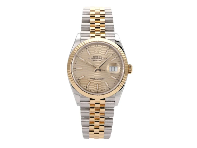 Rolex Datejust 36 Oystersteel Gelbgold 126233 Golden Riffel Jubile-Band