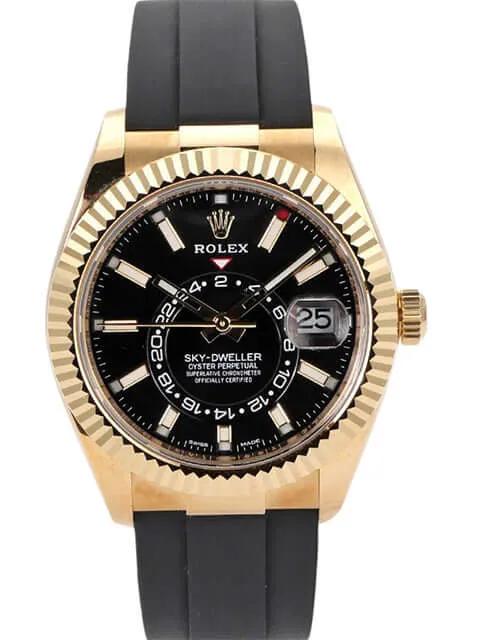 Rolex Sky-Dweller Gelbgold Oysterflex 326238 Schwarz