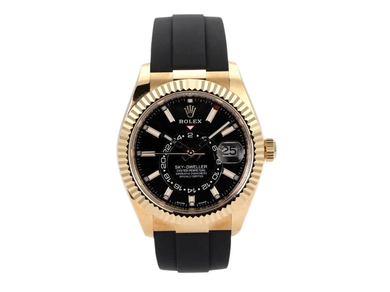 Rolex Sky-Dweller Gelbgold Oysterflex 326238 Schwarz