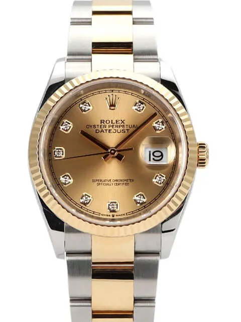 Rolex Datejust 36 Oystersteel Gelbgold 126233 Champagner Diamant