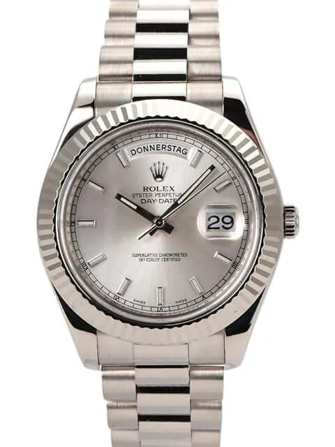 Rolex Day-Date II 218239 Weißgold Silber Index
