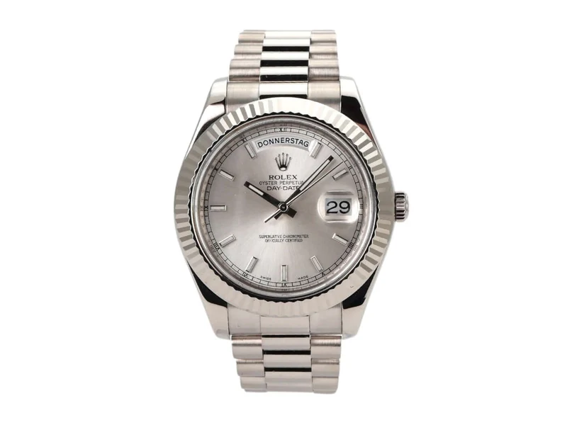 Rolex Day-Date II 218239 Weißgold Silber Index