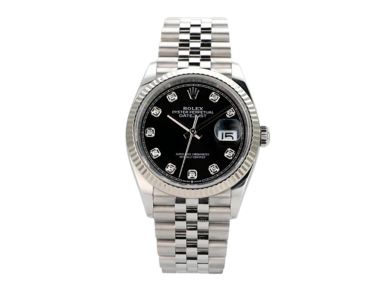 Rolex Datejust 36 Oystersteel Weißgold 126234 Schwarz DIA Jubile-Band