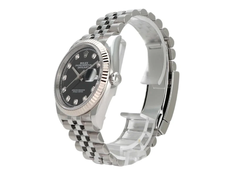 Rolex Datejust 36 Oystersteel Weißgold 126234 Schwarz DIA Jubile-Band